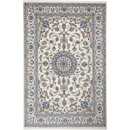 Tappeto Nain Kashmar Persia bianco grigio 195x300