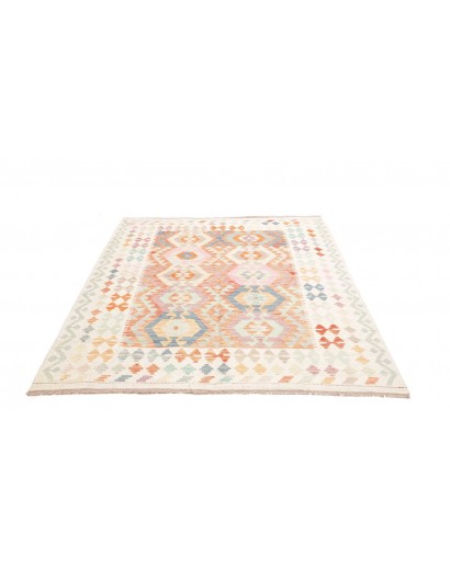 Tappeto Kilim Afghanistan bianco arancione 157x201