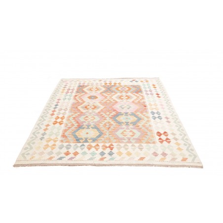 Tappeto Kilim Afghanistan bianco arancione 157x201