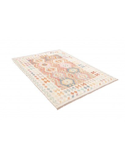 Tappeto Kilim Afghanistan bianco arancione 157x201