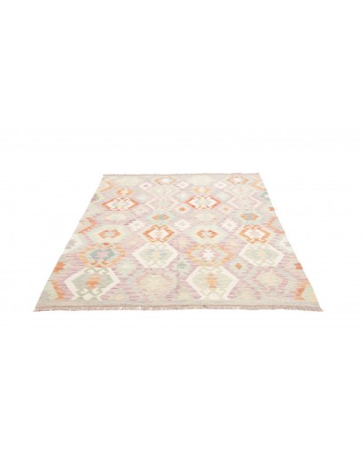 Tappeto Kilim Afghanistan bianco arancione 150x197