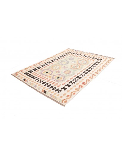 Tappeto Kilim Afghanistan bianco azzurro 150x196
