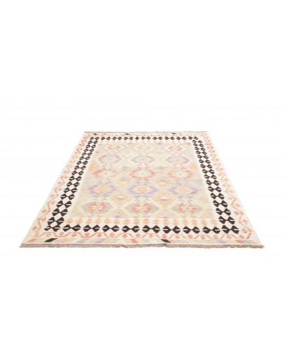 Tappeto Kilim Afghanistan bianco verde 154x200