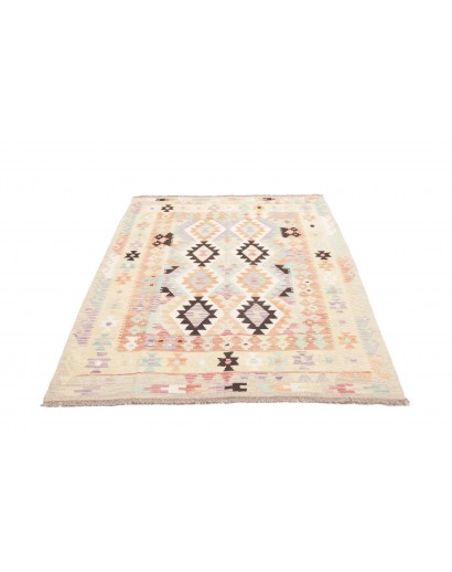Tappeto Kilim Afghanistan bianco verde 130x181
