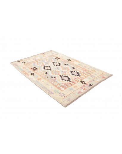 Tappeto Kilim Afghanistan bianco verde 130x181