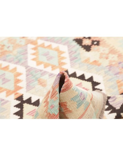 Tappeto Kilim Afghanistan bianco verde 130x181