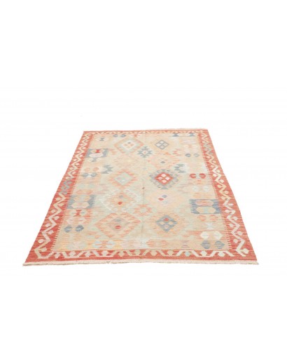Tappeto Kilim Afghanistan bianco rosso 127x190