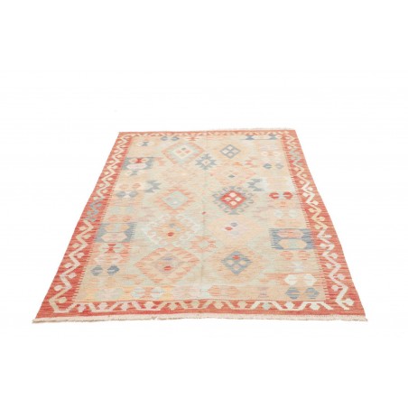 Tappeto Kilim Afghanistan bianco rosso 127x190