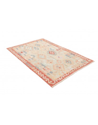 Tappeto Kilim Afghanistan bianco rosso 127x190