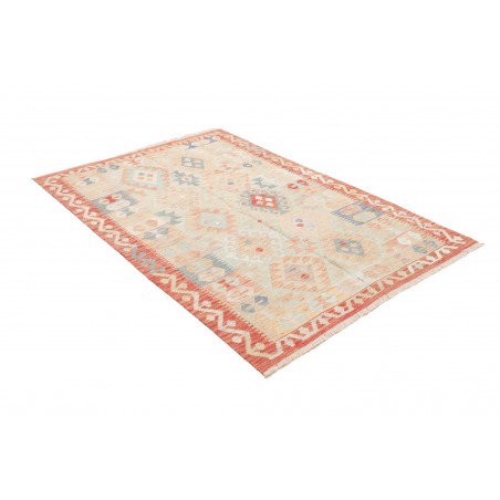 Tappeto Kilim Afghanistan bianco rosso 127x190