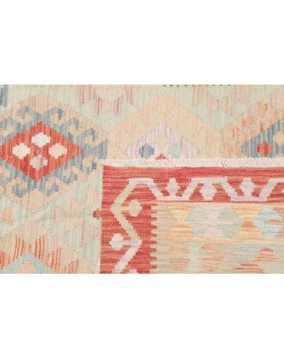 Tappeto Kilim Afghanistan bianco rosso 127x190