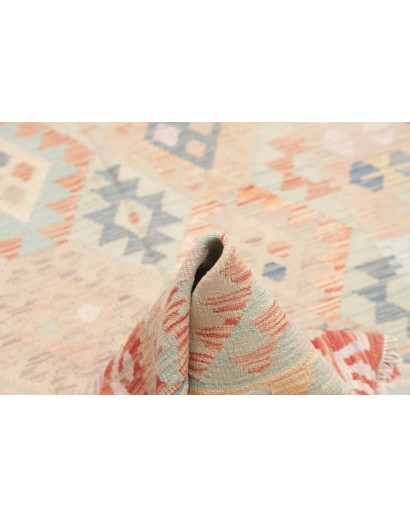 Tappeto Kilim Afghanistan bianco rosso 127x190