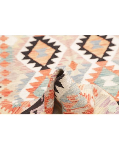 Tappeto Kilim Afghanistan bianco grigio 119x182