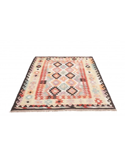 Tappeto Kilim Afghanistan giallo grigio 137x180