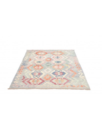Tappeto Kilim Afghanistan bianco rosso 133x174