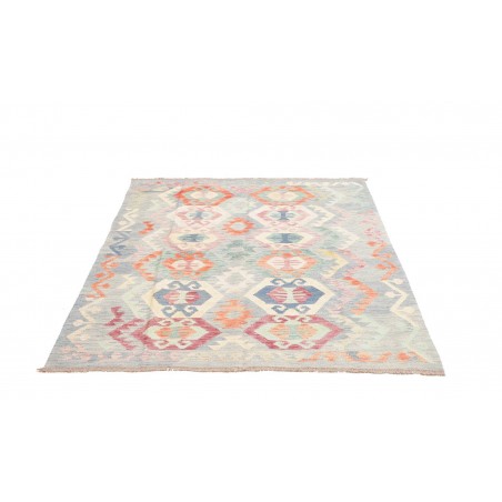 Tappeto Kilim Afghanistan bianco rosso 133x174