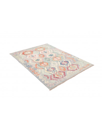Tappeto Kilim Afghanistan bianco rosso 133x174
