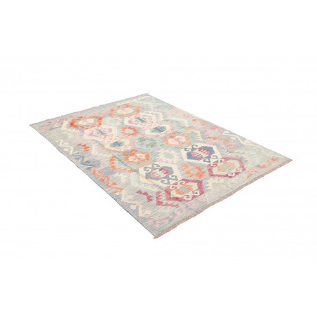 Tappeto Kilim Afghanistan bianco rosso 133x174