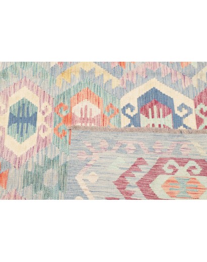 Tappeto Kilim Afghanistan bianco rosso 133x174
