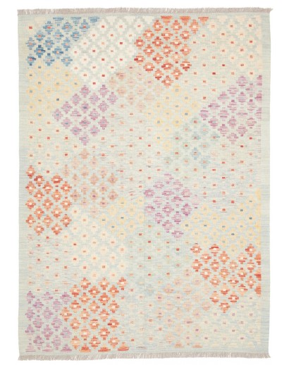 Tappeto Kilim Afghanistan bianco rosso 127x175