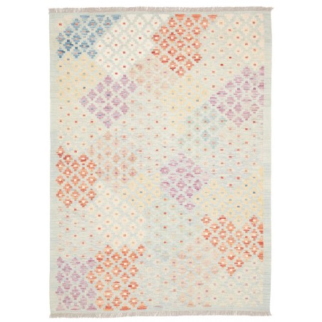 Tappeto Kilim Afghanistan bianco rosso 127x175