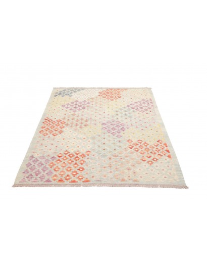 Tappeto Kilim Afghanistan bianco rosso 127x175