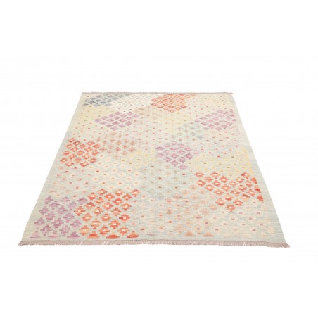 Tappeto Kilim Afghanistan bianco rosso 127x175