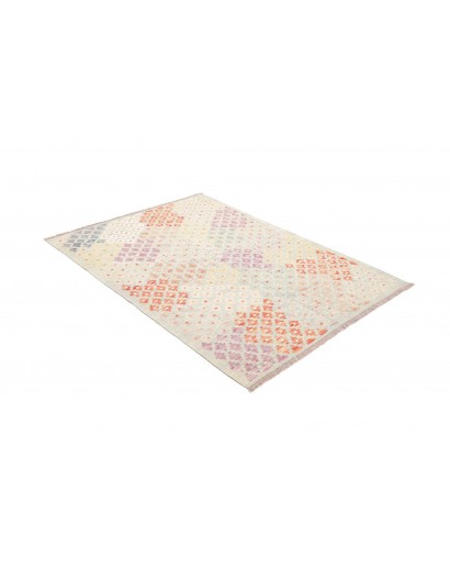 Tappeto Kilim Afghanistan bianco rosso 127x175