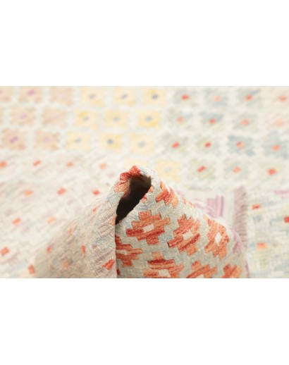 Tappeto Kilim Afghanistan bianco rosso 127x175