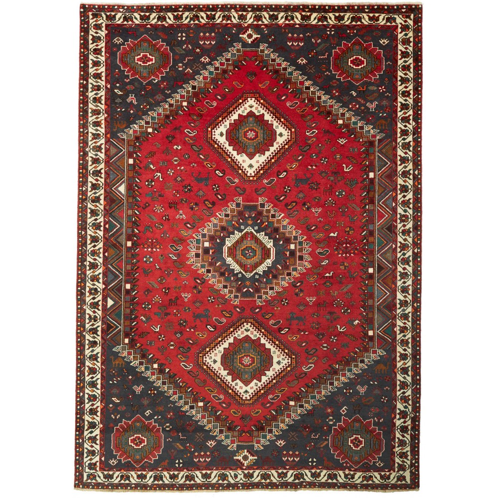 Tappeto Shiraz Persia grigio giallo 220x308 Tappeto Shiraz Persia grigio giallo 220x308