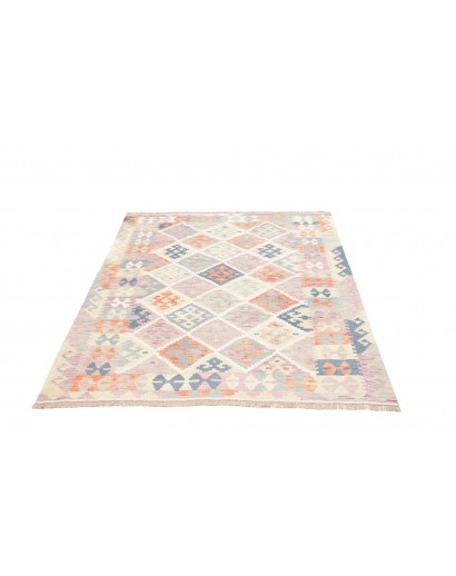 Tappeto Kilim Afghanistan bianco grigio 126x174