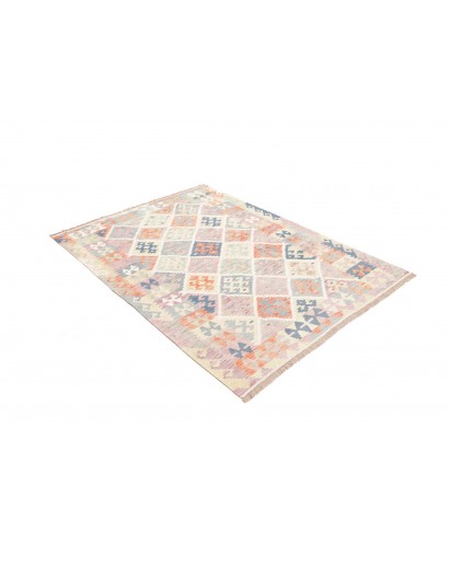 Tappeto Kilim Afghanistan bianco grigio 126x174