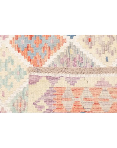 Tappeto Kilim Afghanistan bianco grigio 126x174