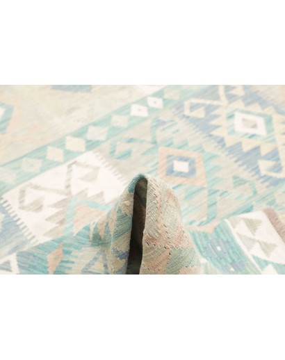 Tappeto Kilim Afghanistan bianco verde 245x306