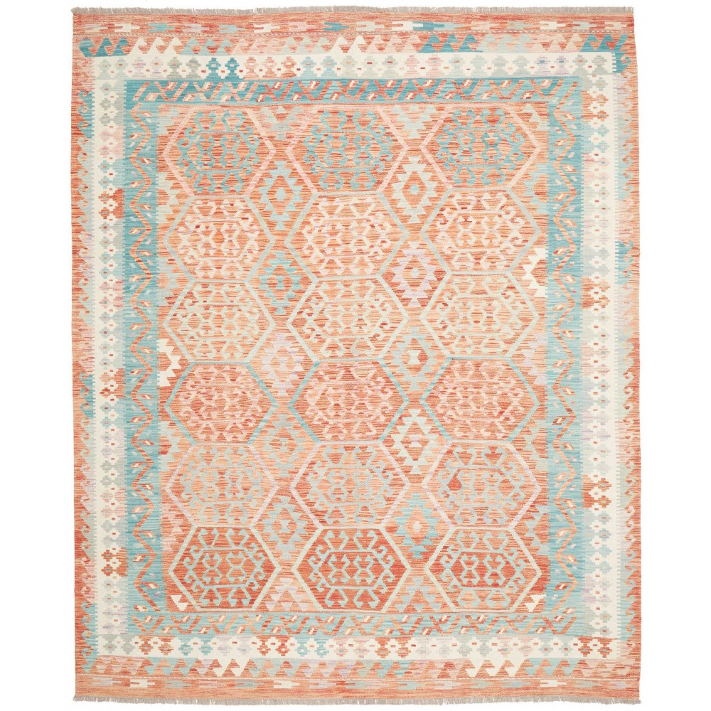 Tappeto Kilim Afghanistan bianco arancione 246x292