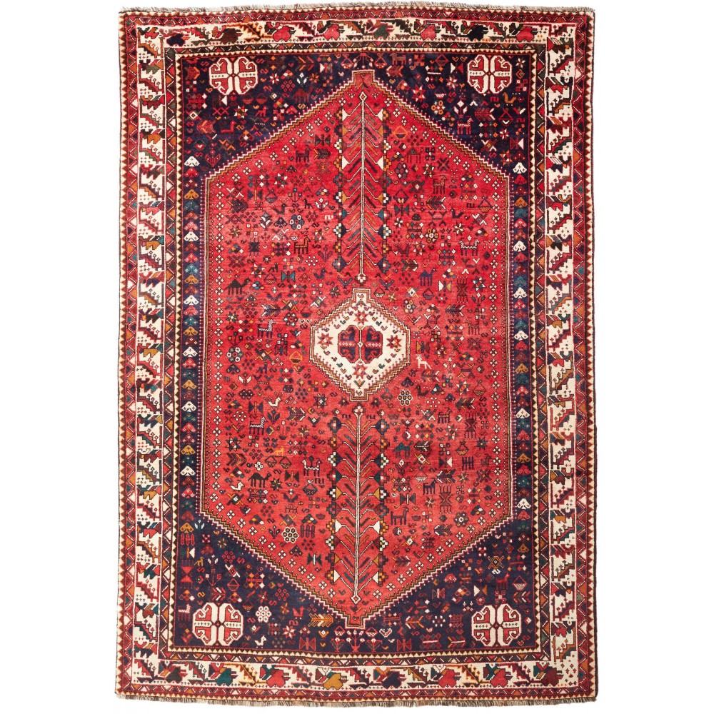 Tappeto Shiraz Persia rosso grigio 210x307 Tappeto Shiraz Persia rosso grigio 210x307