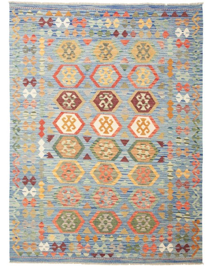 Tappeto Kilim Afghanistan azzurro bianco 170x230