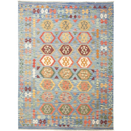 Tappeto Kilim Afghanistan azzurro bianco 170x230