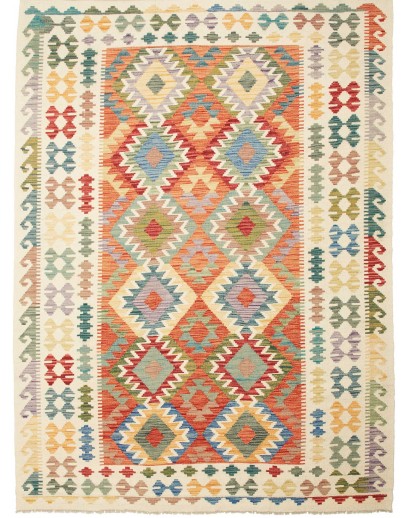 Tappeto Kilim Afghanistan beige azzurro 181x245