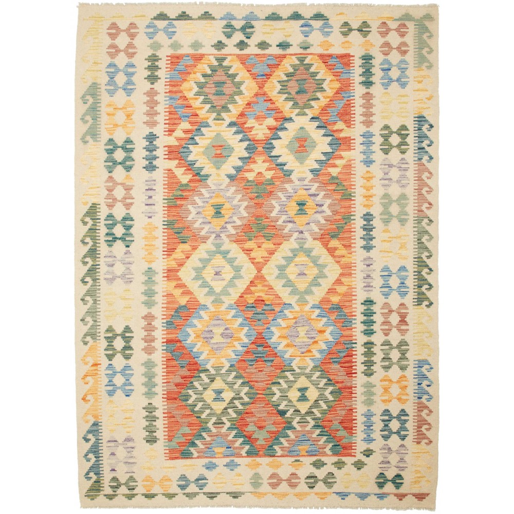 Tappeto Kilim Afghanistan marrone giallo 170x234 Tappeto Kilim Afghanistan marrone giallo 170x234