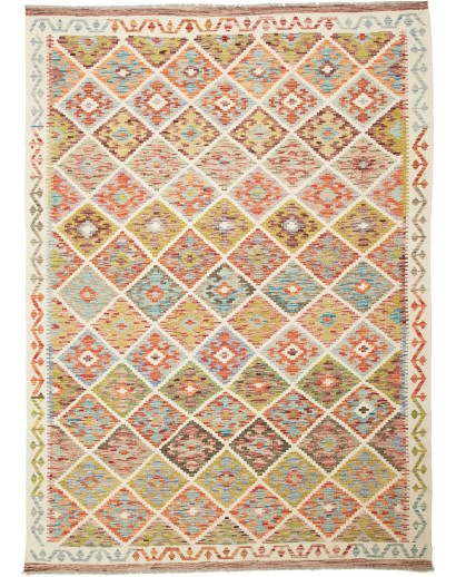 Tappeto Kilim Afghanistan marrone verde 173x242