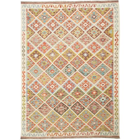 Tappeto Kilim Afghanistan marrone verde 173x242