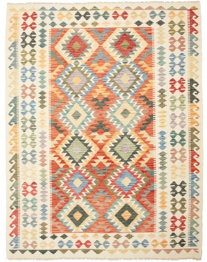 Tappeto Kilim Afghanistan giallo azzurro 183x238