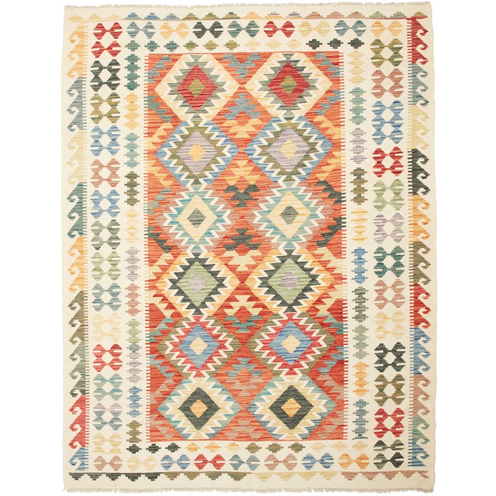 Tappeto Kilim Afghanistan giallo azzurro 183x238 Tappeto Kilim Afghanistan giallo azzurro 183x238
