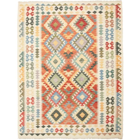 Tappeto Kilim Afghanistan giallo azzurro 183x238