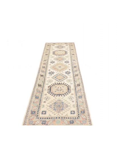 Tappeto Kazak Afghanistan bianco giallo 82x296