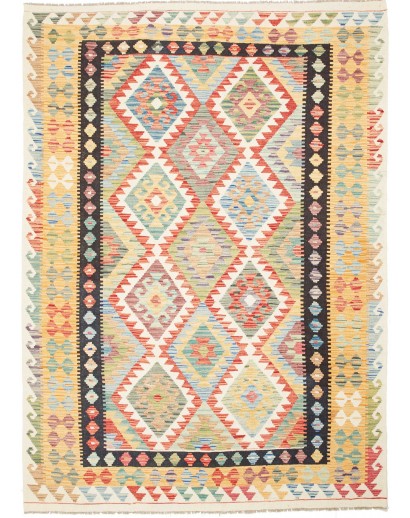 Tappeto Kilim Afghanistan giallo grigio 170x237