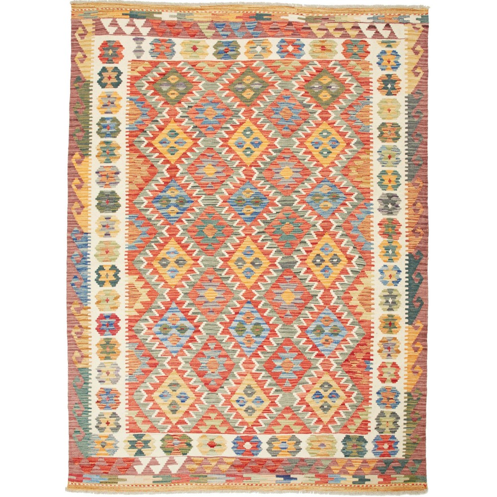 Tappeto Kilim Afghanistan marrone bianco 175x239 Tappeto Kilim Afghanistan marrone bianco 175x239