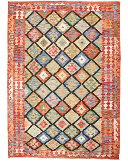 Tappeto Kilim Afghanistan marrone grigio 179x251