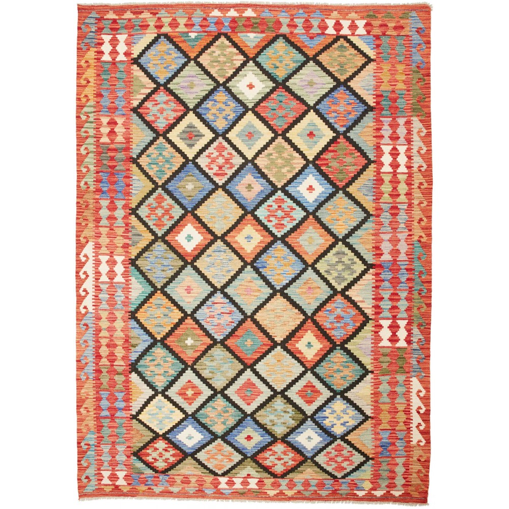 Tappeto Kilim Afghanistan marrone grigio 179x251 Tappeto Kilim Afghanistan marrone grigio 179x251